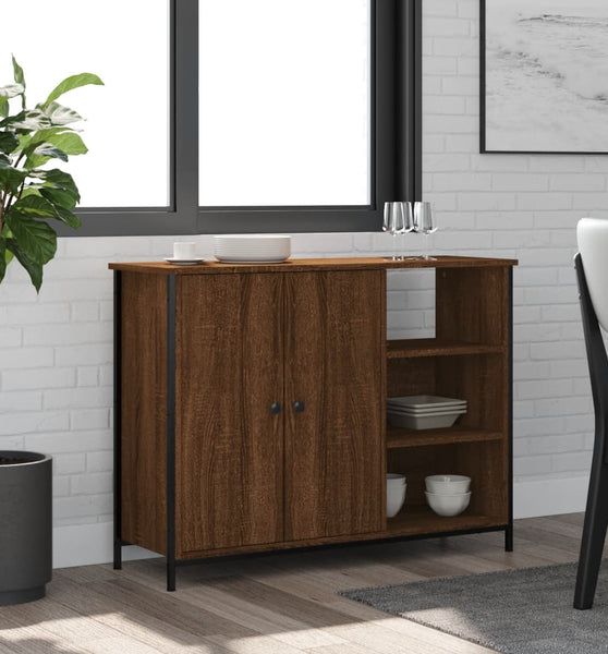 Sideboard Braun Eichen-Optik 100x33x75 cm Holzwerkstoff
