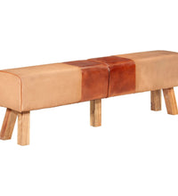 Bank Turnbock-Design Braun 160 cm Echtleder und Canvas