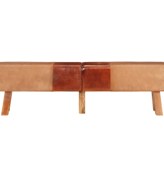 Bank Turnbock-Design Braun 160 cm Echtleder und Canvas