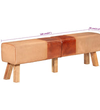Bank Turnbock-Design Braun 160 cm Echtleder und Canvas