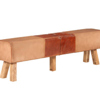 Bank Turnbock-Design Braun 160 cm Echtleder und Canvas