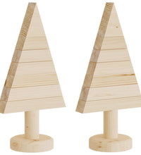 Deko-Weihnachtsbäume 2 Stk. Holz 30 cm Massivholz Kiefer
