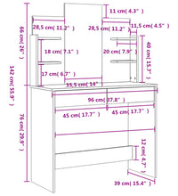 Schminktisch mit Spiegel Räuchereiche 96x39x142 cm