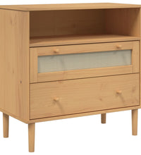 Sideboard SENJA Rattan-Optik Braun 80x40x80 cm Kiefernholz