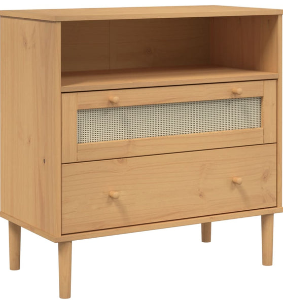 Sideboard SENJA Rattan-Optik Braun 80x40x80 cm Kiefernholz