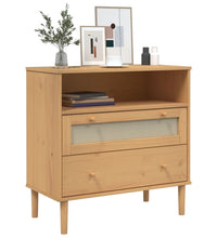 Sideboard SENJA Rattan-Optik Braun 80x40x80 cm Kiefernholz