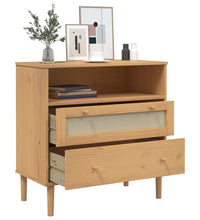 Sideboard SENJA Rattan-Optik Braun 80x40x80 cm Kiefernholz