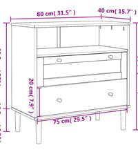 Sideboard SENJA Rattan-Optik Braun 80x40x80 cm Kiefernholz