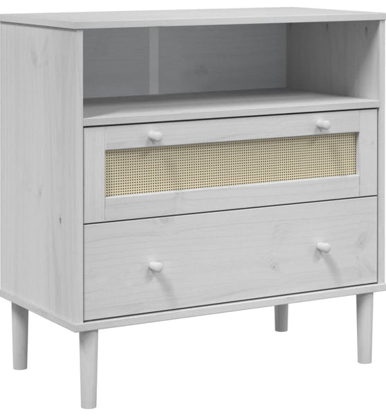 Sideboard SENJA Rattan-Optik Weiß 80x40x80 cm Kiefernholz