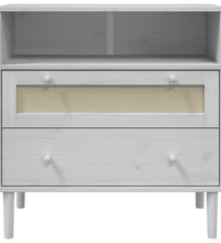 Sideboard SENJA Rattan-Optik Weiß 80x40x80 cm Kiefernholz