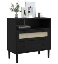 Sideboard SENJA Rattan-Optik Schwarz 80x40x80 cm Kiefernholz