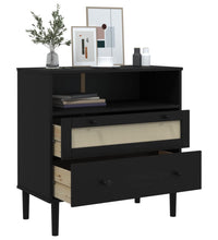 Sideboard SENJA Rattan-Optik Schwarz 80x40x80 cm Kiefernholz