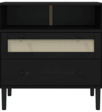 Sideboard SENJA Rattan-Optik Schwarz 80x40x80 cm Kiefernholz