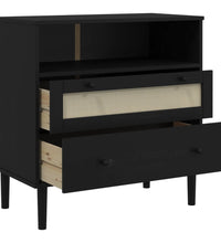 Sideboard SENJA Rattan-Optik Schwarz 80x40x80 cm Kiefernholz