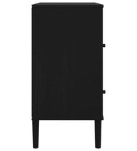 Sideboard SENJA Rattan-Optik Schwarz 80x40x80 cm Kiefernholz