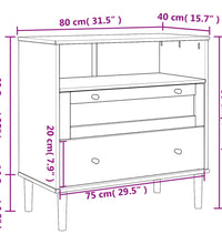 Sideboard SENJA Rattan-Optik Schwarz 80x40x80 cm Kiefernholz