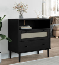 Sideboard SENJA Rattan-Optik Schwarz 80x40x80 cm Kiefernholz