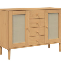 Sideboard SENJA Rattan-Optik Braun 112x40x80 cm Kiefernholz