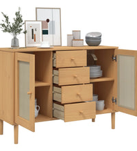 Sideboard SENJA Rattan-Optik Braun 112x40x80 cm Kiefernholz