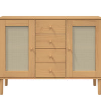 Sideboard SENJA Rattan-Optik Braun 112x40x80 cm Kiefernholz