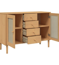 Sideboard SENJA Rattan-Optik Braun 112x40x80 cm Kiefernholz