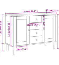 Sideboard SENJA Rattan-Optik Braun 112x40x80 cm Kiefernholz