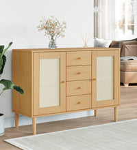 Sideboard SENJA Rattan-Optik Braun 112x40x80 cm Kiefernholz