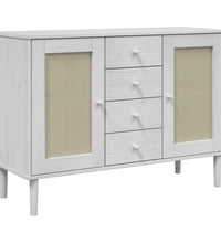 Sideboard SENJA Rattan-Optik Weiß 112x40x80 cm Kiefernholz