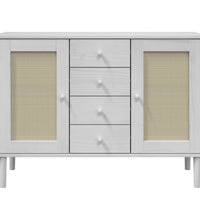 Sideboard SENJA Rattan-Optik Weiß 112x40x80 cm Kiefernholz