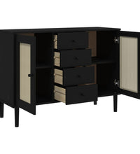 Sideboard SENJA Rattan-Optik Schwarz 112x40x80 cm Kiefernholz