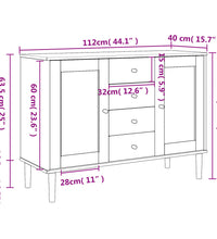 Sideboard SENJA Rattan-Optik Schwarz 112x40x80 cm Kiefernholz