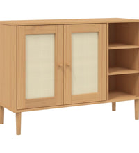 Sideboard SENJA Rattan-Optik Braun 112x40x80 cm Kiefernholz