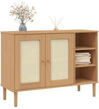 Sideboard SENJA Rattan-Optik Braun 112x40x80 cm Kiefernholz