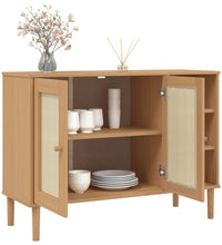 Sideboard SENJA Rattan-Optik Braun 112x40x80 cm Kiefernholz