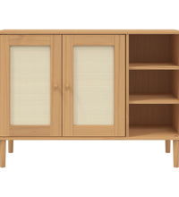 Sideboard SENJA Rattan-Optik Braun 112x40x80 cm Kiefernholz