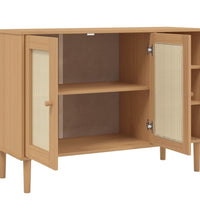 Sideboard SENJA Rattan-Optik Braun 112x40x80 cm Kiefernholz