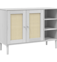 Sideboard SENJA Rattan-Optik Weiß 112x40x80 cm Kiefernholz