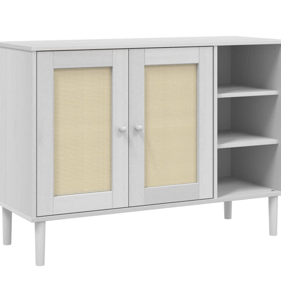 Sideboard SENJA Rattan-Optik Weiß 112x40x80 cm Kiefernholz