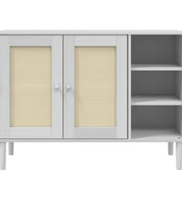 Sideboard SENJA Rattan-Optik Weiß 112x40x80 cm Kiefernholz