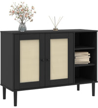 Sideboard SENJA Rattan-Optik Schwarz 112x40x80 cm Kiefernholz