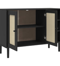 Sideboard SENJA Rattan-Optik Schwarz 112x40x80 cm Kiefernholz