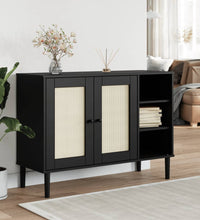 Sideboard SENJA Rattan-Optik Schwarz 112x40x80 cm Kiefernholz