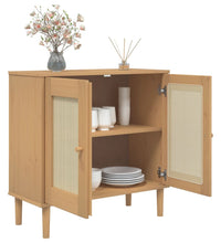 Sideboard SENJA Rattan-Optik Braun 80x35x80 cm Kiefernholz