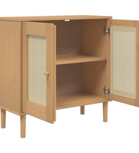 Sideboard SENJA Rattan-Optik Braun 80x35x80 cm Kiefernholz