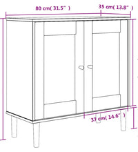 Sideboard SENJA Rattan-Optik Braun 80x35x80 cm Kiefernholz