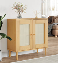 Sideboard SENJA Rattan-Optik Braun 80x35x80 cm Kiefernholz