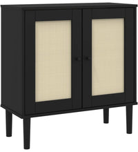 Sideboard SENJA Rattan-Optik Schwarz 80x35x80 cm Kiefernholz