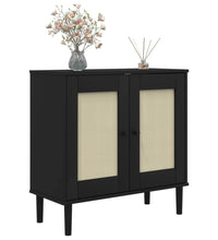 Sideboard SENJA Rattan-Optik Schwarz 80x35x80 cm Kiefernholz