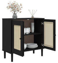 Sideboard SENJA Rattan-Optik Schwarz 80x35x80 cm Kiefernholz