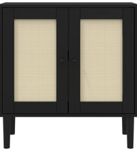 Sideboard SENJA Rattan-Optik Schwarz 80x35x80 cm Kiefernholz